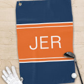 Monogrammed Top Golfer Stylish Modern Blue Oranje Golfhanddoek