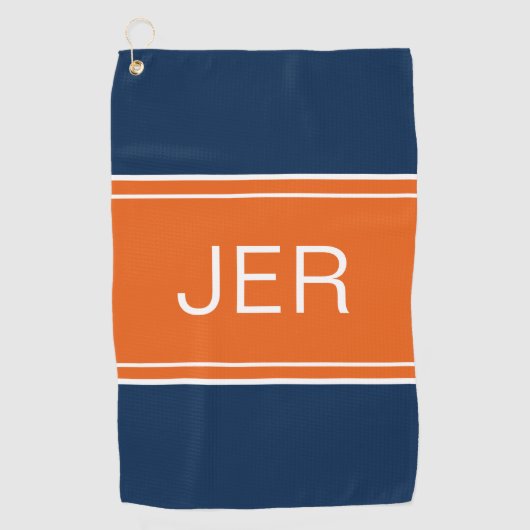 Monogrammed Top Golfer Stylish Modern Blue Oranje Golfhanddoek (Voorkant)