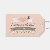MONOGRAMMED TORTELDUIFJES BLUSH DOVE DANK U CADEAULABEL (Voorkant (Horizontaal))