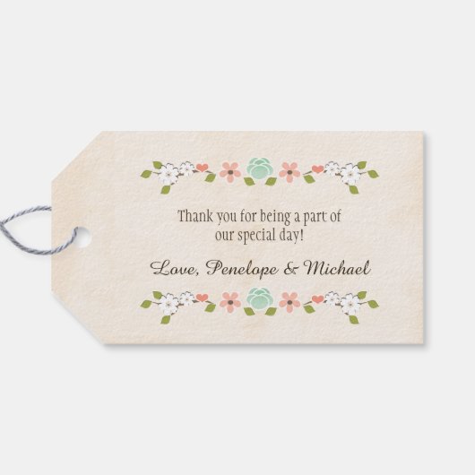 MONOGRAMMED TORTELDUIFJES BLUSH DOVE DANK U CADEAULABEL (Achterkant Horizontaal)