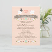 Monogrammed Tortelduifjes Bridal Shower Invitation Kaart (Staand voorkant)