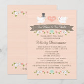 Monogrammed Tortelduifjes Bridal Shower Invitation Kaart (Voorkant / Achterkant)