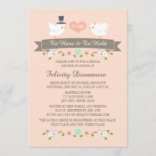 Monogrammed Tortelduifjes Bridal Shower Invitation Kaart