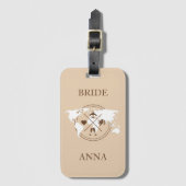 Monogrammed Travel Destination Wedding Bride Bagagelabel (Voorkant (verticaal))