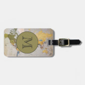 Monogrammed Travel Wereldkaart Gepersonaliseerd ad Bagagelabel (Voorkant horizontaal)