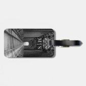 Monogrammed Trestle Bridge in zwart-wit Bagagelabel (Achterkant horizontaal)