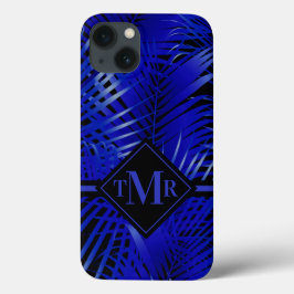 Monogrammed Tropical Blue Palm Case-Mate iPhone Case