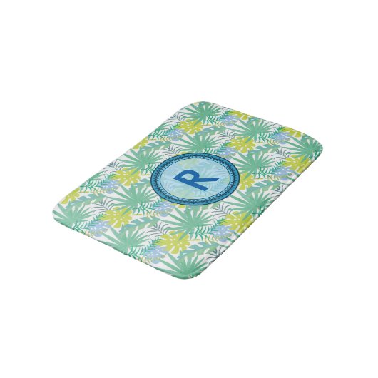 Monogrammed Tropical Design Bath Mat (Gekanteld)