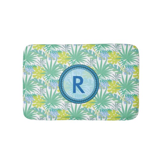 Monogrammed Tropical Design Bath Mat (Voorkant)