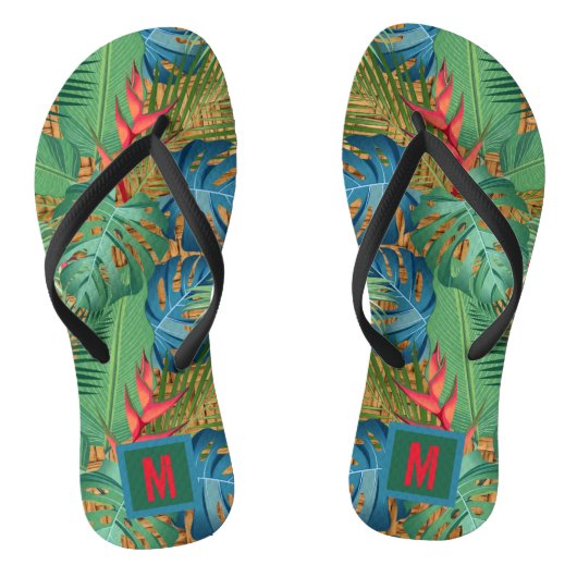 Monogrammed Tropical Floral Teenslippers (Voetbed)