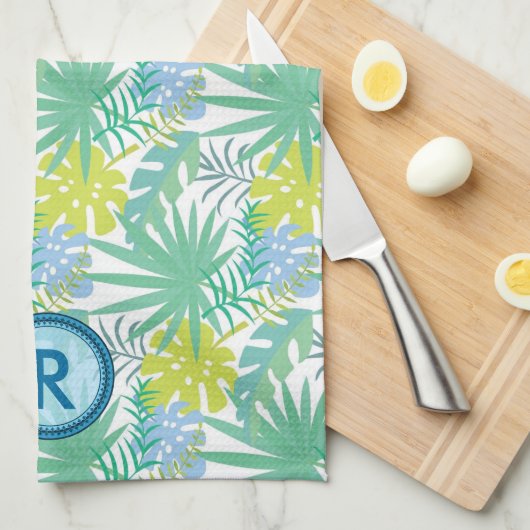 Monogrammed Tropical Hand Towel Theedoek (Quarter Fold)