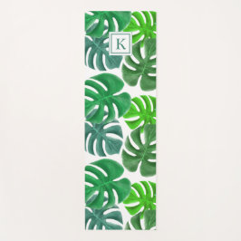 Monogrammed Tropical Leaves Pattern Yogamat