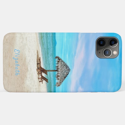 Monogrammed Tropical Ocean Beach Landscape Case-Mate iPhone Case (Achterkant (horizontaal))