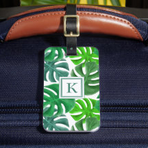Monogrammed Tropical Palm Leaves Pattern