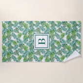 Monogrammed Tropical Palm Leaves Pattern Strandlaken (Voorkant)