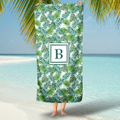 Monogrammed Tropical Palm Leaves Pattern Strandlaken