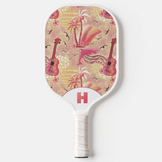 Monogrammed Tropical Paradise Pink Pickleball Paddle (Voorkant)