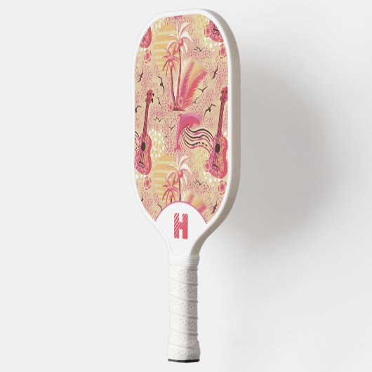 Monogrammed Tropical Paradise Pink Pickleball Paddle (Links)