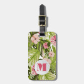 Monogrammed Tropical Planten Floral Pattern Bagagelabel (Voorkant verticaal)