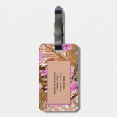 Monogrammed Tropical Planten Floral Pattern Bagagelabel (Achterkant verticaal)