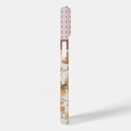 Monogrammed Tropical Retro Floral and Checkings Case-Mate iPhone Case (Achterkant / Rechts)