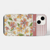 Monogrammed Tropical Retro Floral and Checkings iPhone Hoesje (Achterkant horizontaal)
