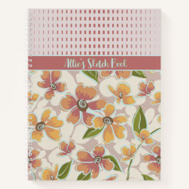 Monogrammed Tropical Retro Floral and Checkings Notitieboek