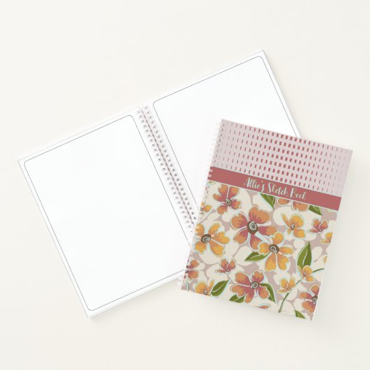 Monogrammed Tropical Retro Floral and Checkings Notitieboek (Binnen)