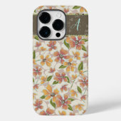 Monogrammed Tropical Retro Floral Case-Mate iPhone Case (Achterkant)