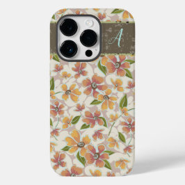Monogrammed Tropical Retro Floral Case-Mate iPhone 14 Pro Hoesje
