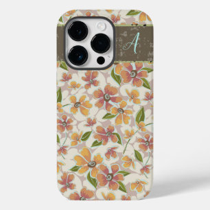 Monogrammed Tropical Retro Floral Case-Mate iPhone 14 Pro Hoesje