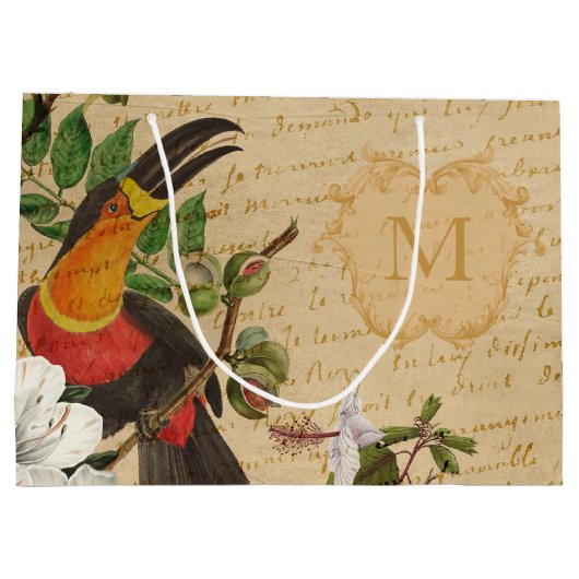 Monogrammed Tropical Toucan Groot Cadeauzakje (Achterkant)