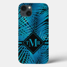 Monogrammed Tropical Turquoise Palm