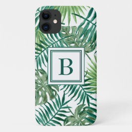 Monogrammed Tropisch Oerwoud Palm Leaves Pattern Case-Mate iPhone Case