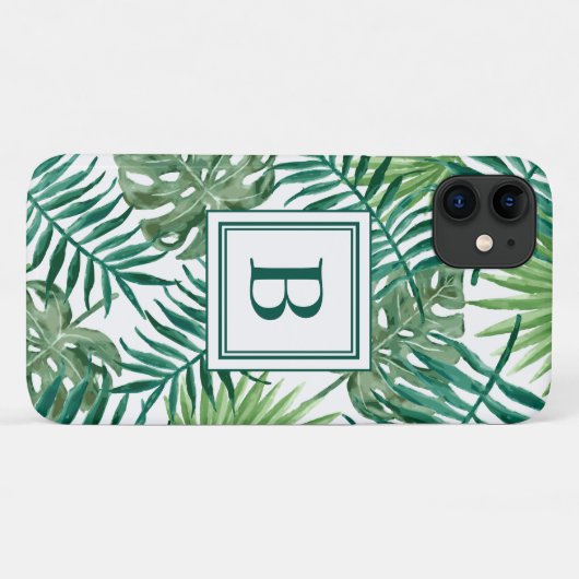 Monogrammed Tropisch Oerwoud Palm Leaves Pattern Case-Mate iPhone Case (Achterkant (horizontaal))