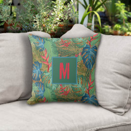 Monogrammed Tropische Floral op de Druk van de Wic Buitenkussen