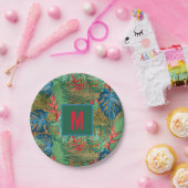 Monogrammed Tropische Floral op de Druk van de Wic Papieren Bordje (Feest)
