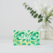 Monogrammed Tropische Monstera Leaf Green Luxury Visitekaartje (Staand voorkant)