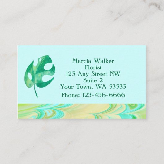 Monogrammed Tropische Monstera Leaf Green Luxury Visitekaartje (Achterkant)