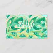 Monogrammed Tropische Monstera Leaf Green Luxury Visitekaartje (Voorkant)