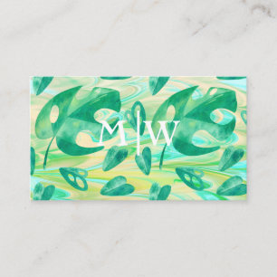 Monogrammed Tropische Monstera Leaf Green Luxury Visitekaartje
