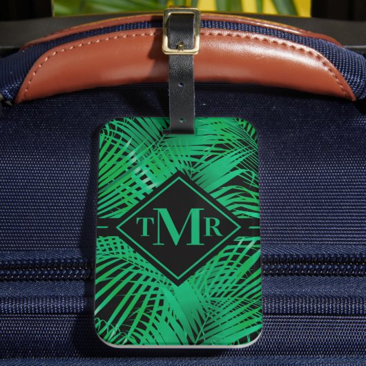 Monogrammed Tropische Palm Bagagelabel (Voorkant Insitu 2)