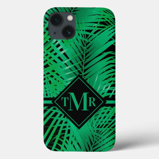Monogrammed Tropische Palm Case-Mate iPhone Case (Achterkant)