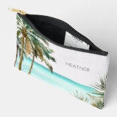 Monogrammed tropische palmboom Blauw strand Etui (Open)