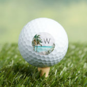 Monogrammed tropische palmboom Blauw strand Golfballen (Insitu Shirt)
