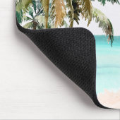 Monogrammed tropische palmboom Blauw strand Muismat (Hoek)