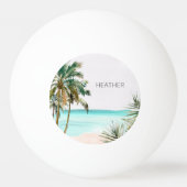 Monogrammed tropische palmboom Blauw strand Pingpongbal (Voorkant)