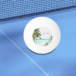 Monogrammed tropische palmboom Blauw strand Pingpongbal