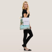 Monogrammed tropische palmboom Blauw strand Tote Bag (Op model)