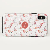 Monogrammed Tropische Roze Flamingo Waterverf Case-Mate iPhone Case (Achterkant (horizontaal))
